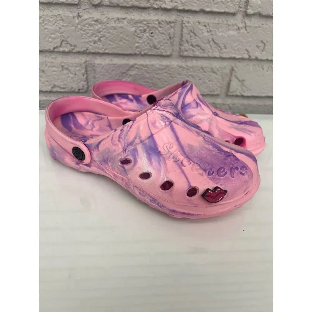 Skechers Girls Pink Tie Dye Rubber Sandals Size 5
